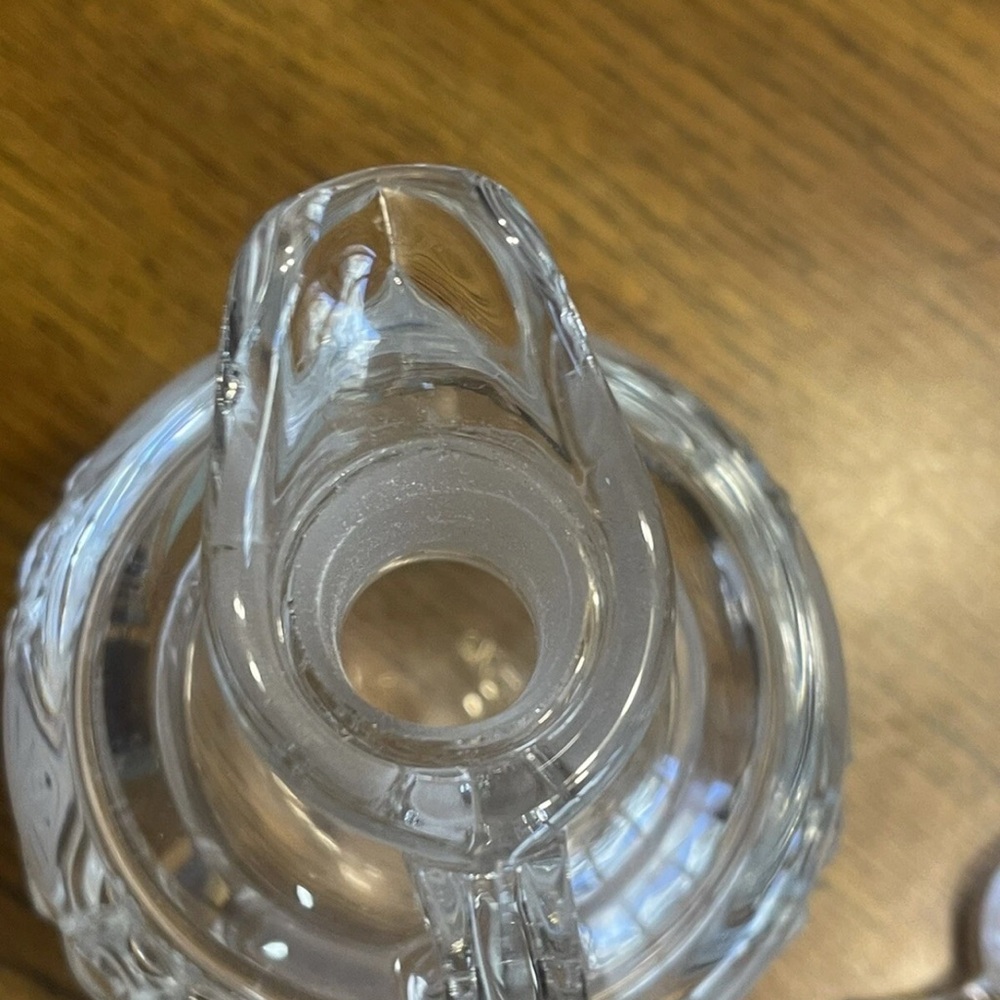 Vintage Fostoria Clear Coin Open Glass Dish Jam Jelly Compote & Cruet w/ Stopper - Picture 10 of 11